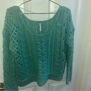 Women’s Free people Teal Cable Knit Sweater - Cozy Scoop Neck